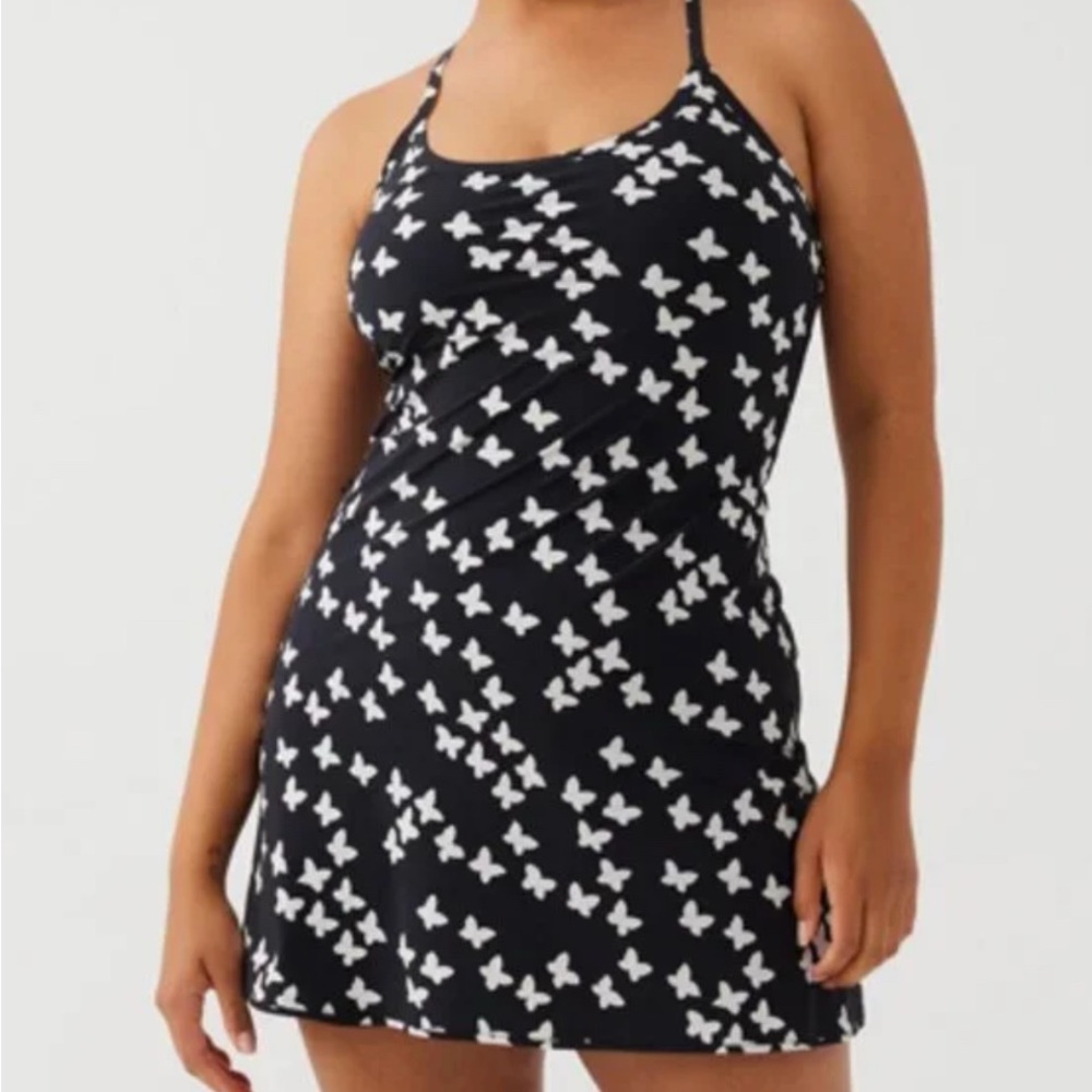 Black and White Butterfly Print Dress